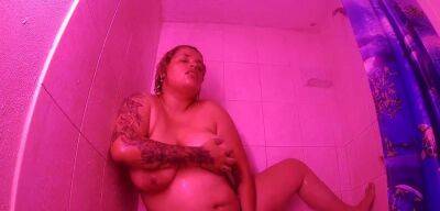 Ebony Bbw Dildoing In The Shower on badgirlnextdoor.com