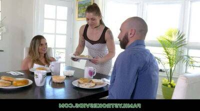 Naughty Girl Gives Her Dad A Footjob Under Breakfast Table on badgirlnextdoor.com