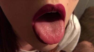 Masked girl gets cum on her tongue and smallow it on badgirlnextdoor.com