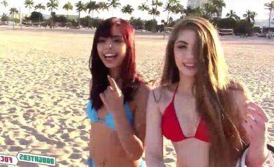 Two cute and sexy bikini teens picked up at beach and get fucked on badgirlnextdoor.com