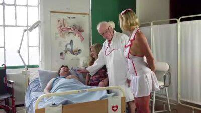 Blonde nurses had group sex in the hospital, the other day, with one of the patients on badgirlnextdoor.com