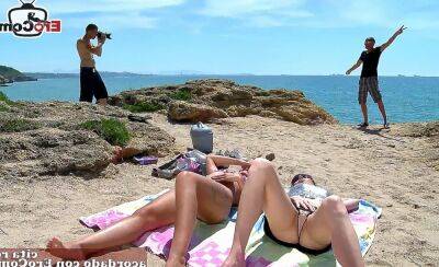 Spanish latina couples foursome at the beach - Spain on badgirlnextdoor.com