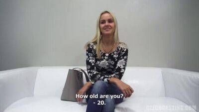 Czech blonde, Veronika is moaning from pleasure while getting fucked during a porn video casting - Czech Republic on badgirlnextdoor.com