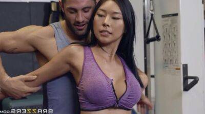 Intimate moments between Asian babe Honey Moon and her fitness instructor on badgirlnextdoor.com