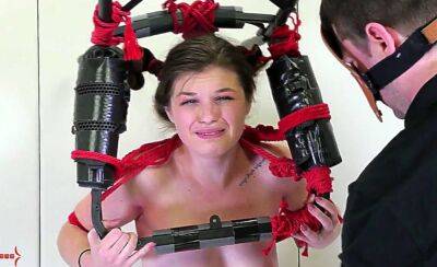 BDSM bound submissive anal teen flogged and punished by her domme master on badgirlnextdoor.com