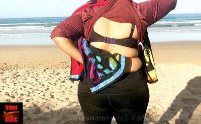 Wife flashes her cleavage in the Outdoor Beach - India on badgirlnextdoor.com