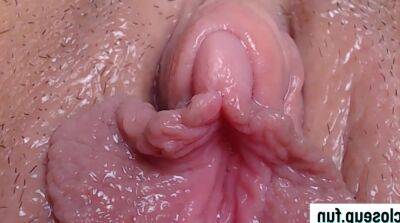 Rubbing clitor close up - pink shaved pussy masturbation on badgirlnextdoor.com