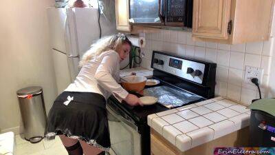 The maid takes a hard pecker in the kitchen on badgirlnextdoor.com