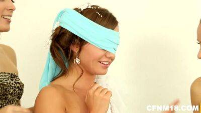 Blindfolded bride gets hot gift for her bachelorette party on badgirlnextdoor.com