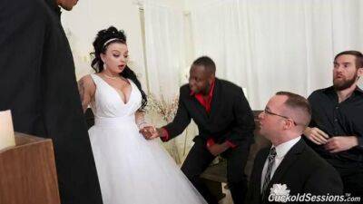 Busty nude MILF gets laid with a bunch of black dudes on her wedding day on badgirlnextdoor.com
