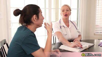 Busty blonde doctress teaches her new doctor about anal examination on badgirlnextdoor.com